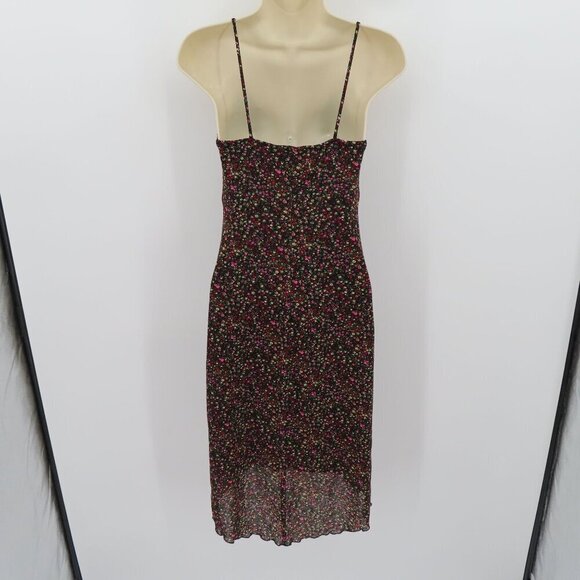 Rampage Junior Small Black Multicolor Flower Floral Mesh Spaghetti Strap Dress - Picture 5 of 10